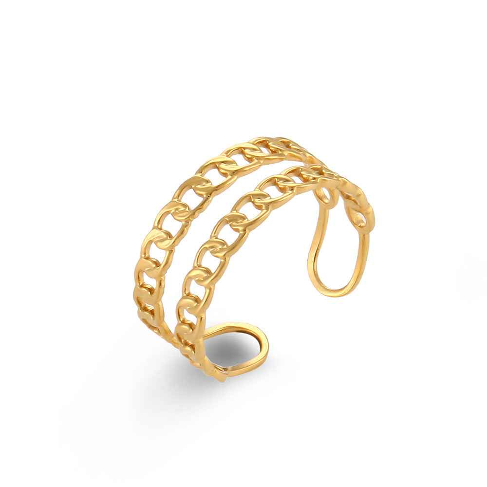 18K Gold Plated Adjustable Rings for Women - Trendy Stainless Steel Designs