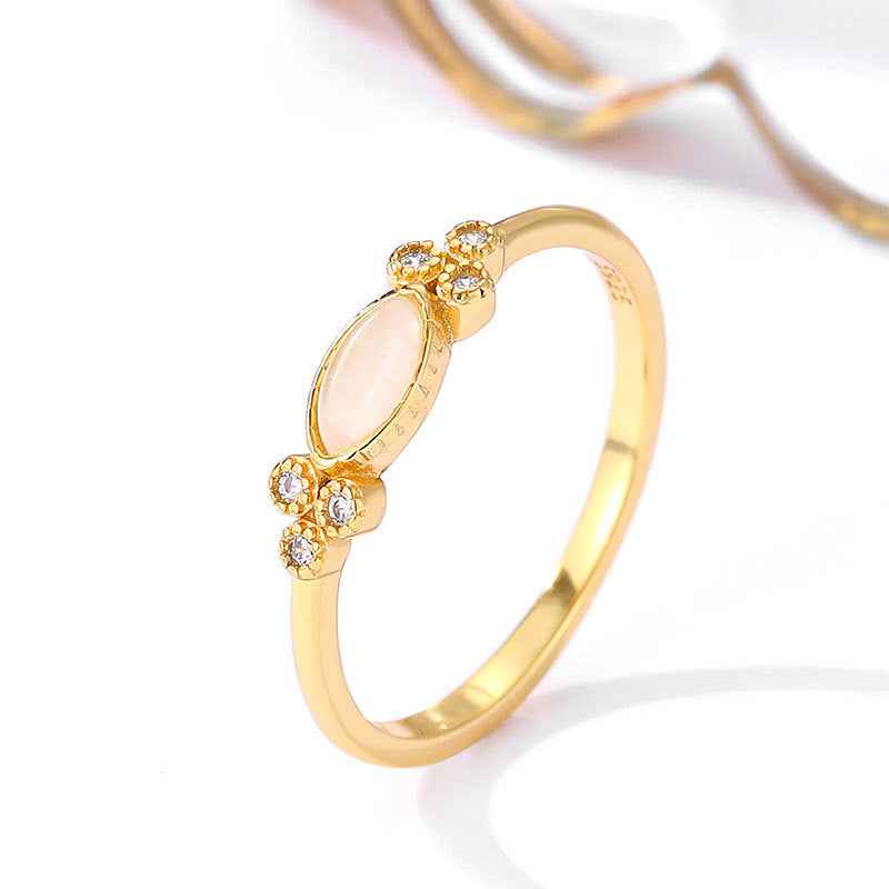 18k Gold Plated Marquise Ring in Sterling Silver for Elegant Style