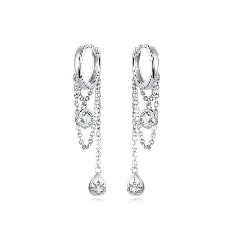 White Gold Plated Sterling Silver Earrings with Diamond-Encrusted CZ - Hypoallergenic Studs