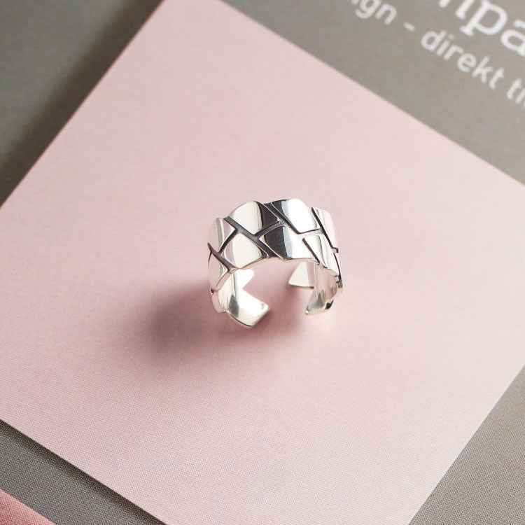 Korean Minimalist Silver Ring S925 Sterling Silver Adjustable Retro Chic Style