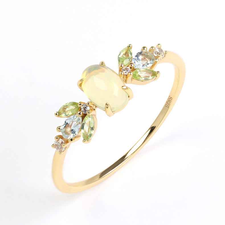 Marquise Opal Peridot Ring - Exquisite Gemstone Jewelry