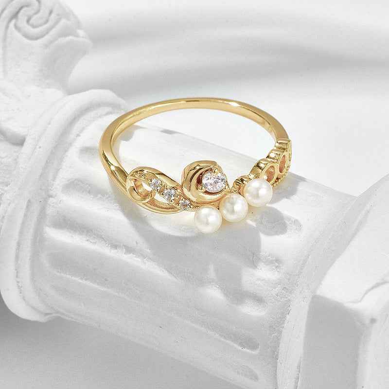 Natural Freshwater Pearl Ring in 925 Sterling Silver – Geometric Modern Design Available in Multiple Sizes