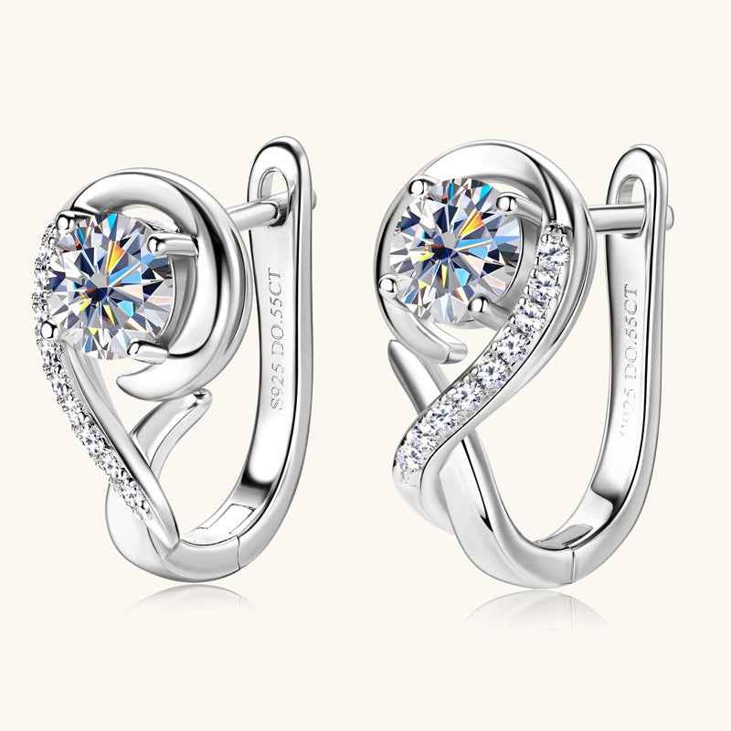 Round Moissanite Stud Earrings - 0.55ct Total in Sterling Silver with Gold or Silver Finish, Classic European Style