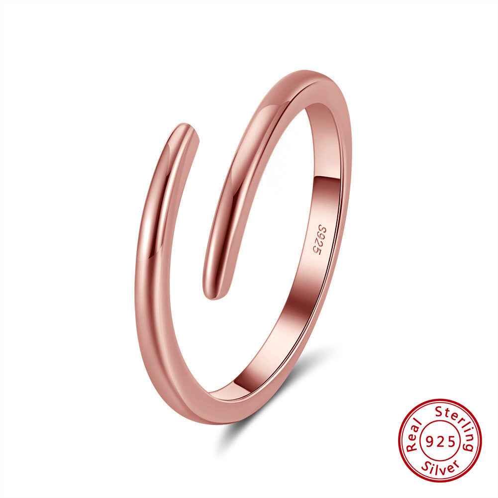 Adjustable Sterling Silver Circle Ring in 14K Gold, Rose Gold, or Silver Finish for Women