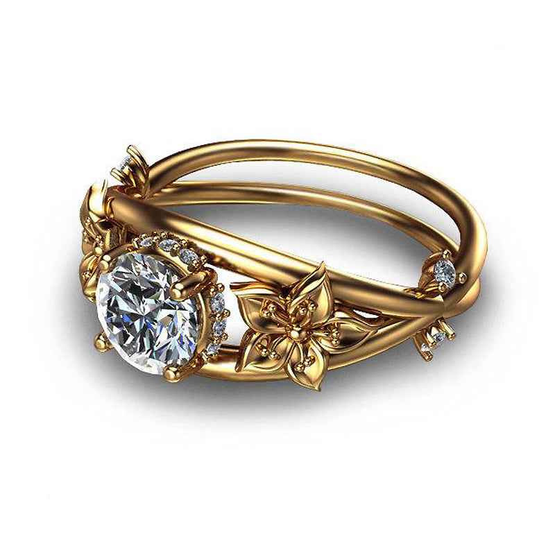 Creative Flower Diamond Ring - Stylish Gold Geometric Jewelry for Women