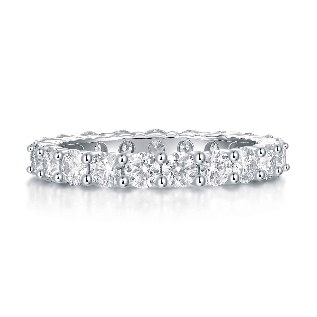 Moissanite Eternity Band in Sterling Silver for Timeless Elegance