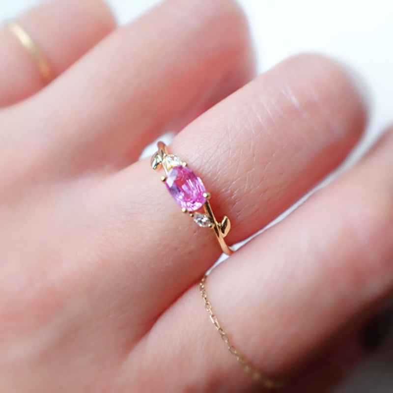 Gold Plated Sterling Silver Ring with Simulated Diamond Accent for Women - Sizes 6-10