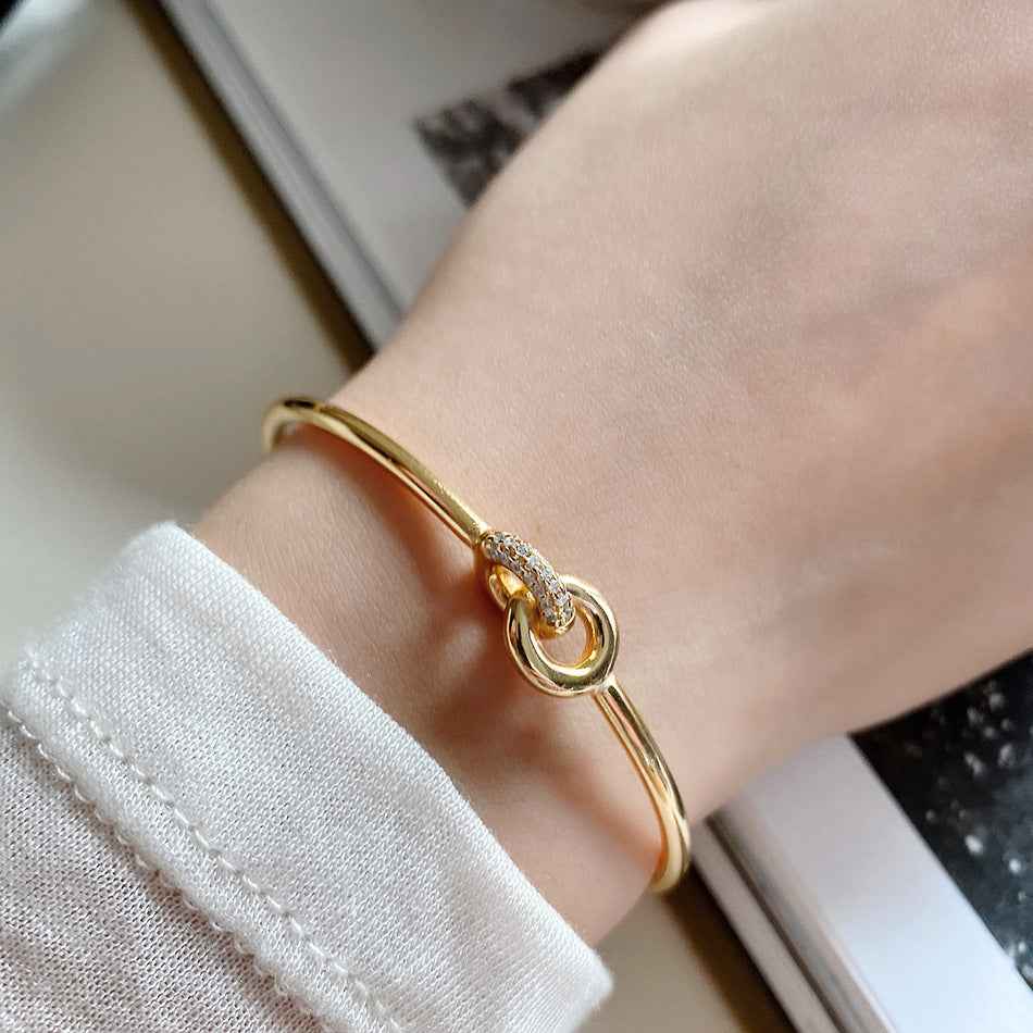 Korean Style Sterling Silver Bracelet - 18K Gold Plated Minimalist Fashion