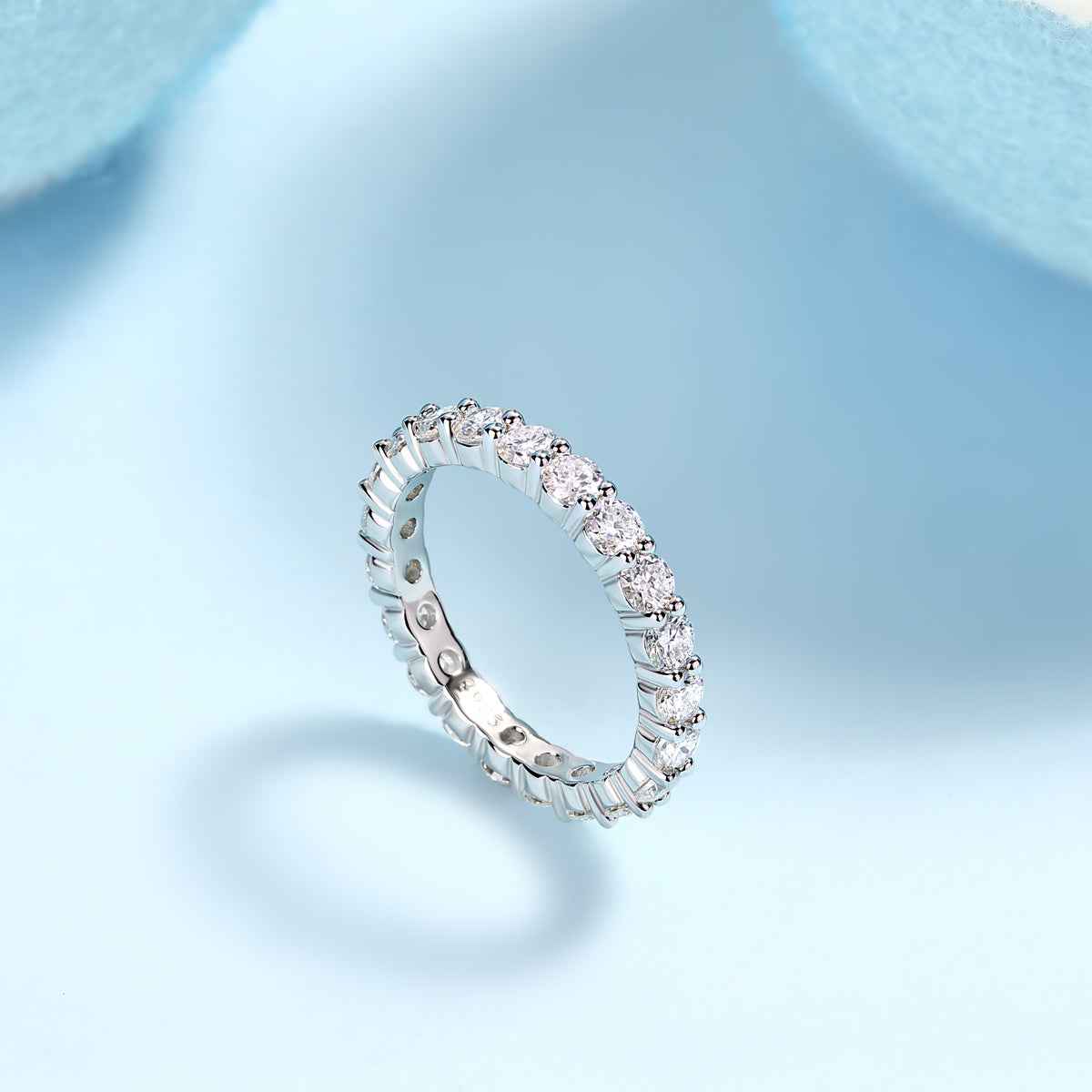 Moissanite Eternity Band in Sterling Silver for Timeless Elegance