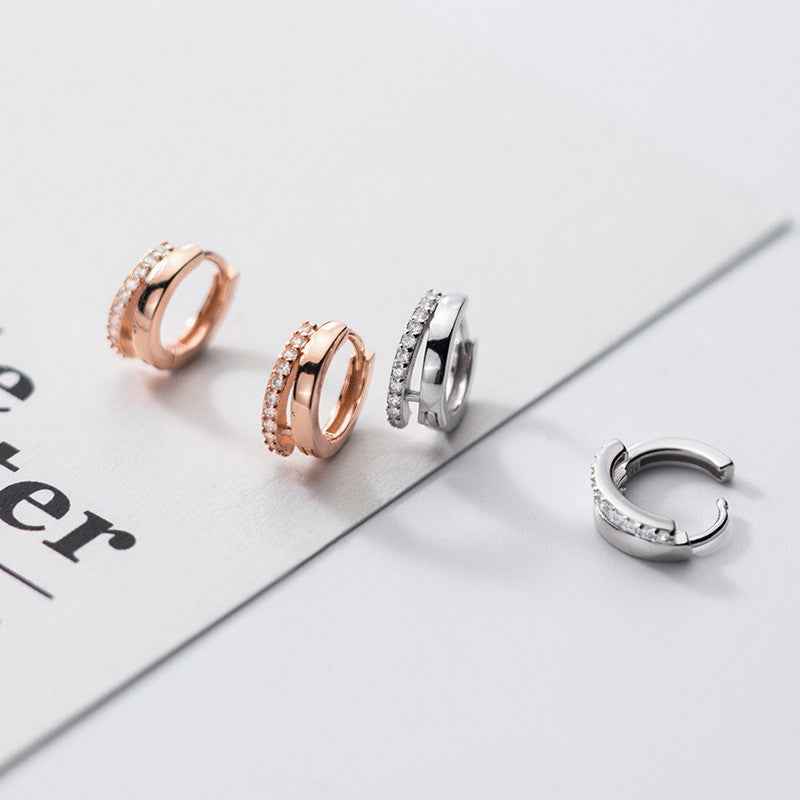 Modern S925 Sterling Silver Earrings – Elegant Rose Gold or Silver Finish for Everyday Wear