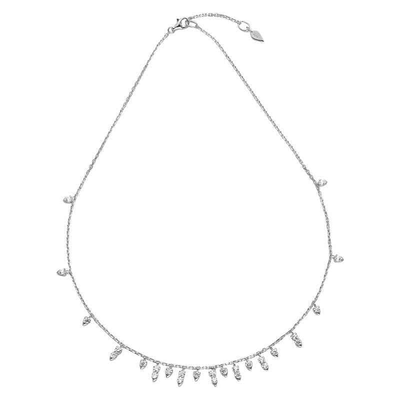 Tassel Pendant Necklace in 925 Sterling Silver, Rose Gold or White Gold Plated with High Carbon Diamond