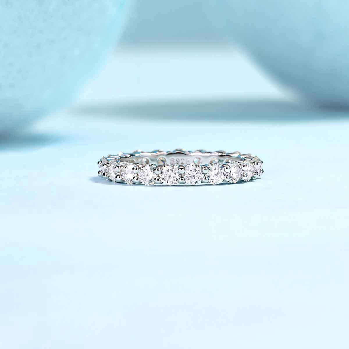 Moissanite Eternity Band in Sterling Silver for Timeless Elegance
