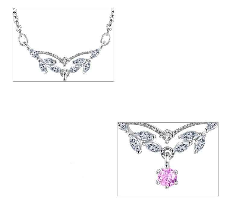 S925 Sterling Silver Necklace with Zirconium Diamond Drop Design