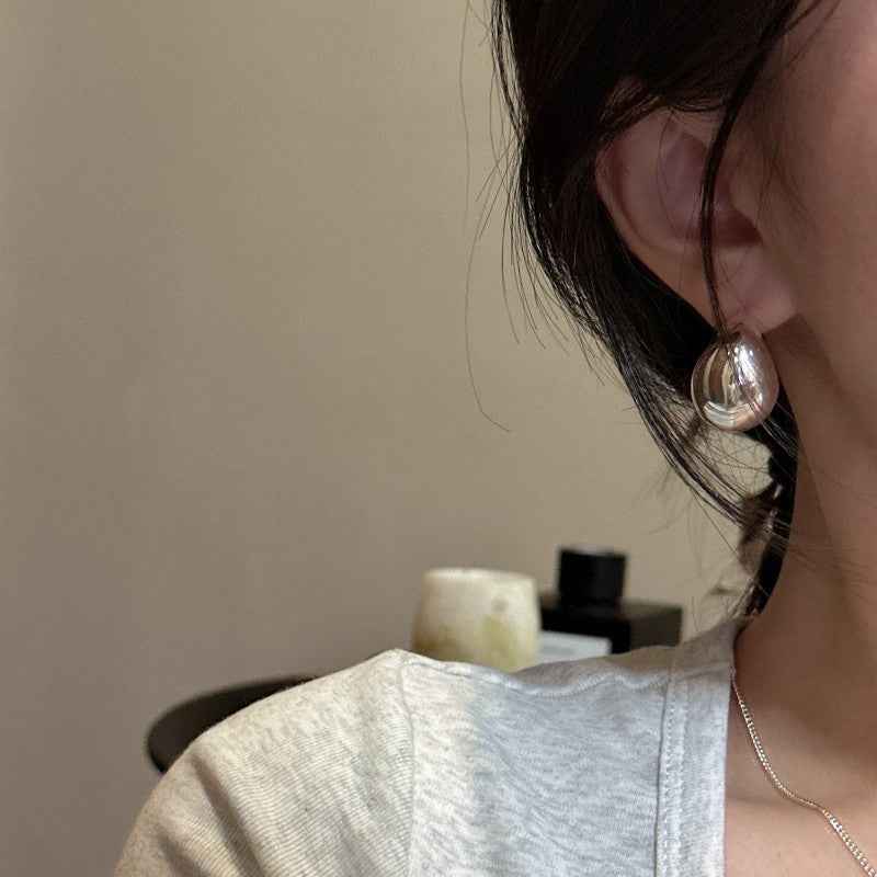 Geometric Retro Earrings – Irregular Minimalist Design in 925 Sterling Silver for Modern Women