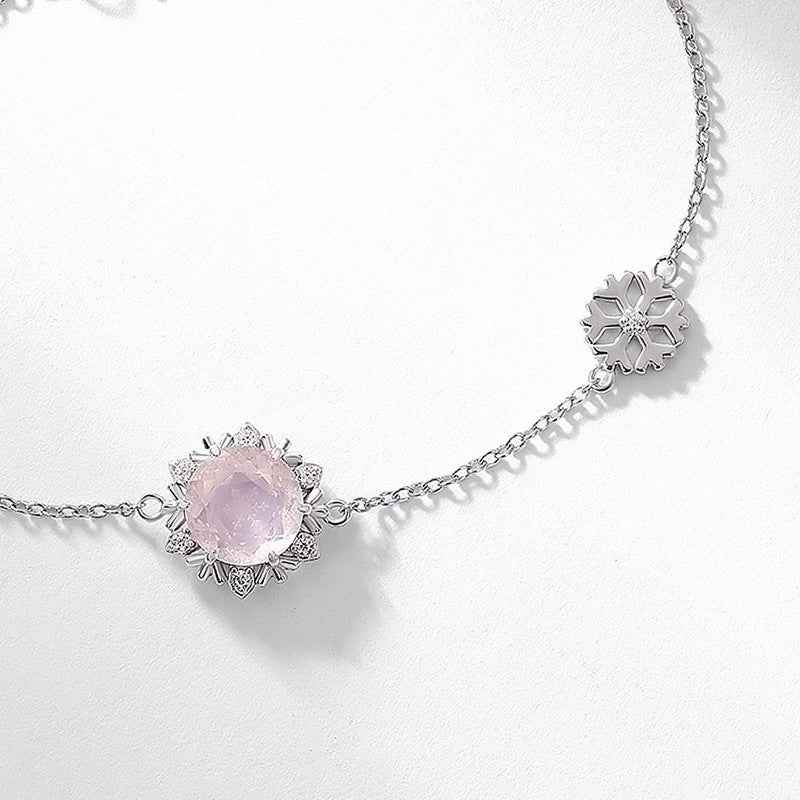 Simple Geometric Snowflake Bracelet in Sterling Silver with Platinum Finish for Elegant Office Wear & Gifts