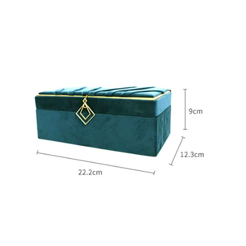 Blue Gold Flannel Jewelry Box - Elegant Organizer for Rings, Earrings, and Necklaces