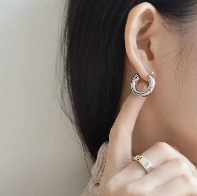 Oversized Statement Earrings in Sterling Silver with Gold or Platinum Plating – Modern Minimalist Design