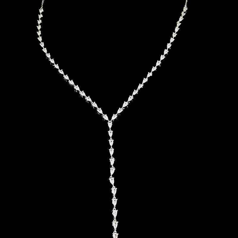 18K Gold-Plated Tassel Necklace with Water Drop Zircon – Y-Shaped French Retro Style