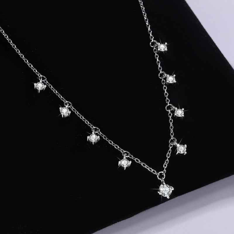 Sterling Silver Moissanite Necklace - 1.1 Carat Certified Adjustable Chain (S925)