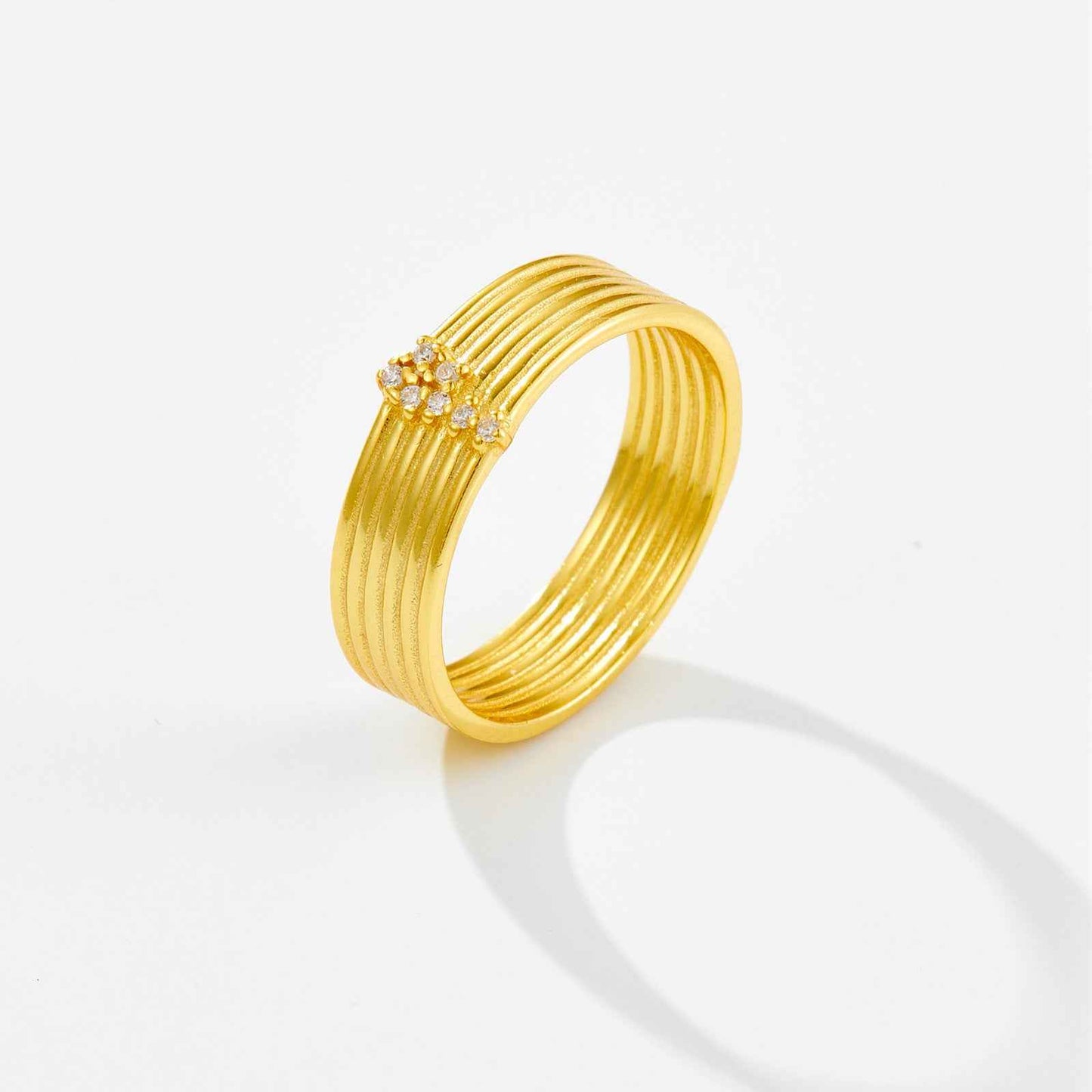 Double Layer Silver Ring for Women - Simple Geometric Stacking Band