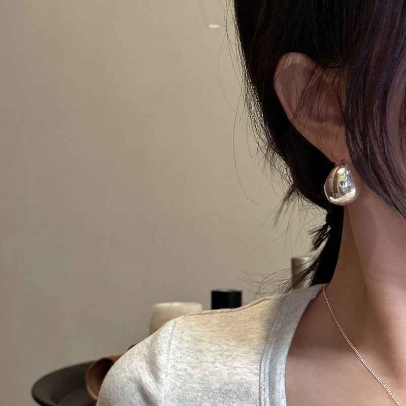 Geometric Retro Earrings – Irregular Minimalist Design in 925 Sterling Silver for Modern Women