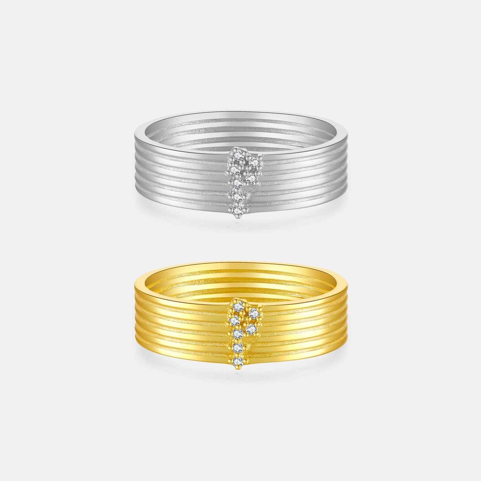 Double Layer Silver Ring for Women - Simple Geometric Stacking Band