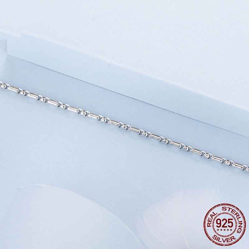 Minimalist Sterling Silver Bracelet - Modern Round Box Chain Design in S925