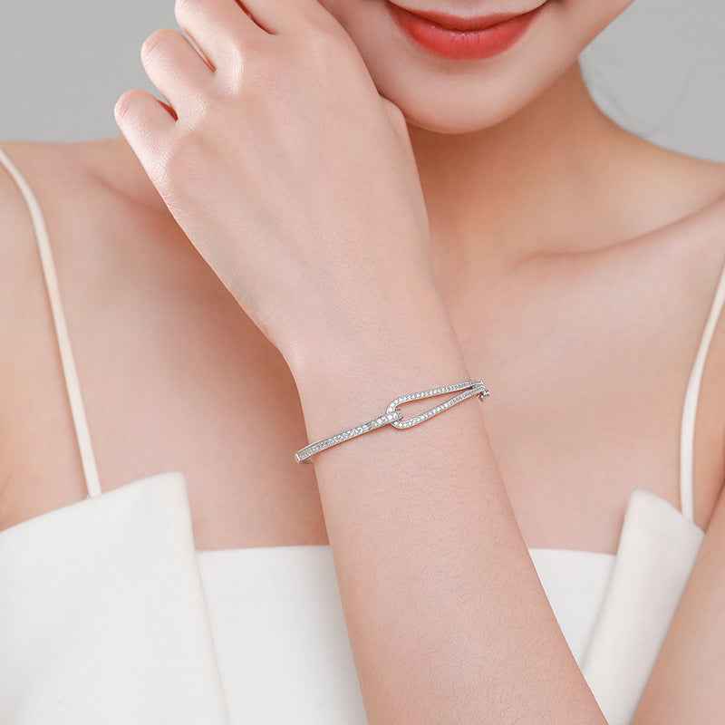 Geometric Diamond Bracelet - S925 Sterling Silver Micro-Inlay in Three Lengths