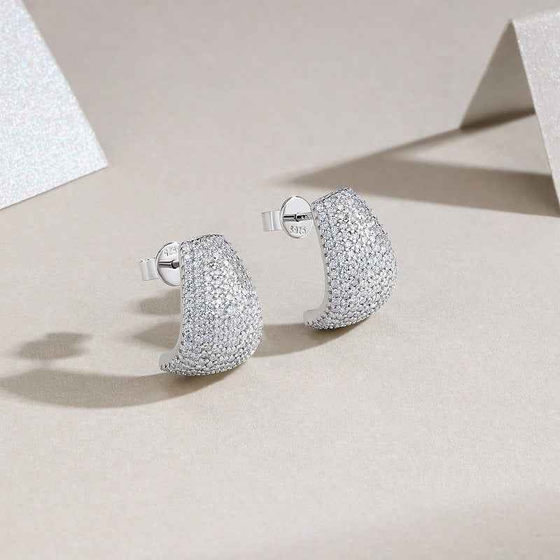 Sterling Silver Moissanite Earrings - Versatile Geometric Design with Gift Box Option