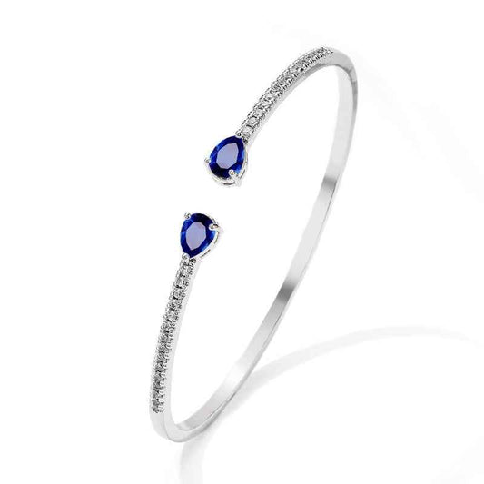 Luxury Zircon Fashion Bracelet - Personalized Copper Design with White or Blue Accents