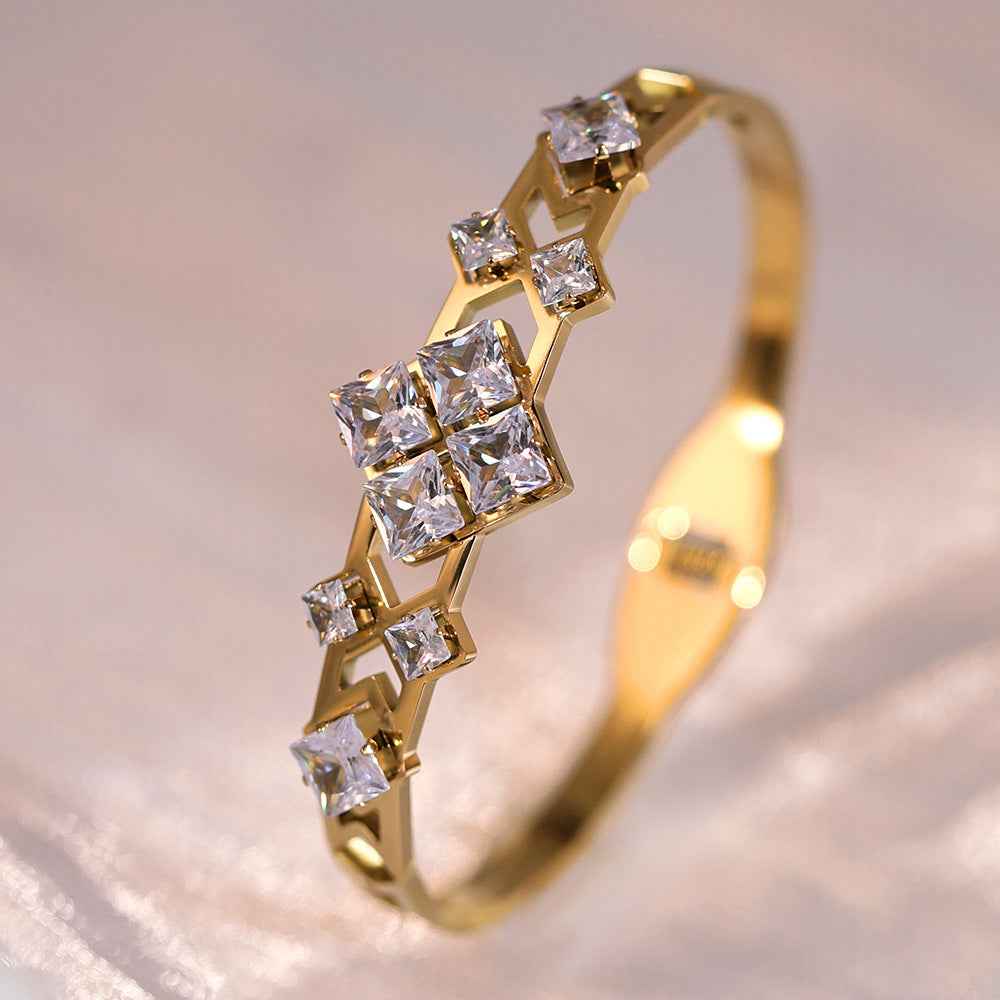 Princess Cut CZ Stacking Ring - Elegant Princess Cut CZ Ring for Effortless Style