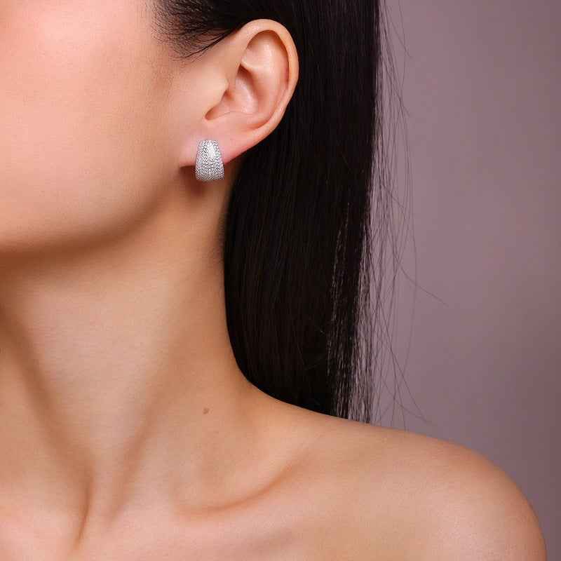 Sterling Silver Moissanite Earrings - Versatile Geometric Design with Gift Box Option