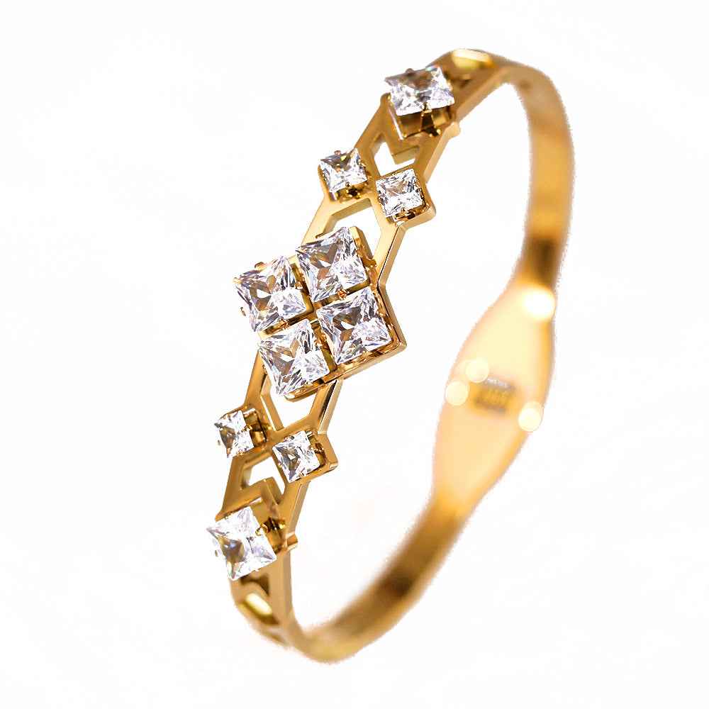 Princess Cut CZ Stacking Ring - Elegant Princess Cut CZ Ring for Effortless Style