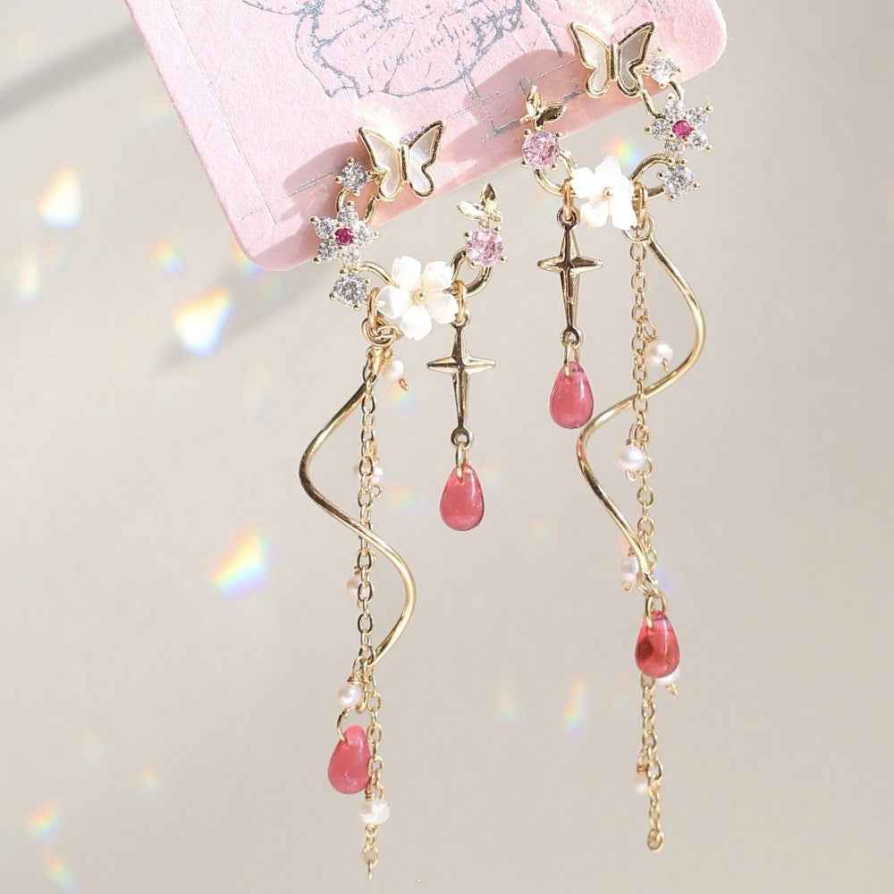 Dancing in the Garden Earrings - 18K Gold-Plated Copper, Sterling Silver Posts, Freshwater Pearls & Zircon