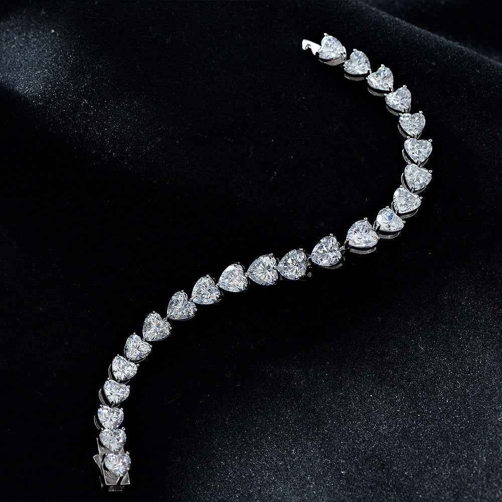 Full Diamond Sterling Silver Bracelet – S925 Luxury with High Carbon Diamond (Multiple Lengths)