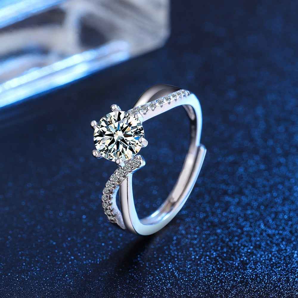 Rhinestone Adjustable Ring – Sparkling Silver Fashion Jewelry for Women