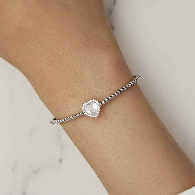 Heart-Shaped Sterling Silver Bracelet - Affordable Luxury for Romantic Occasions