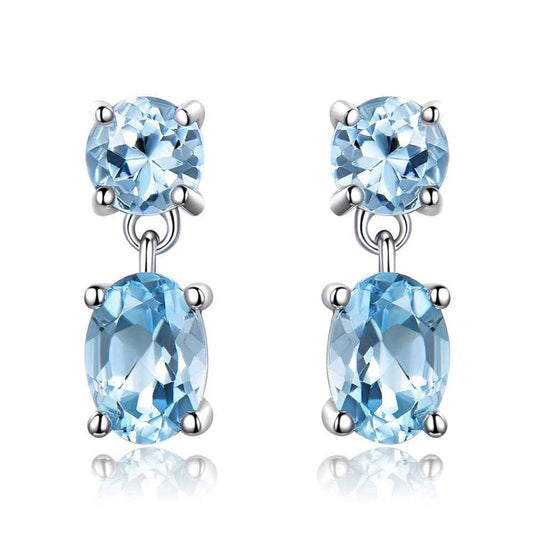 Sapphire Long Drop Earrings – Elegant 925 Sterling Silver with Gem Inlay