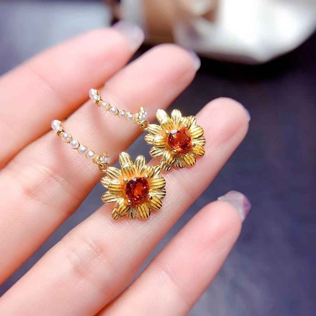 Natural Citrine Stud Earrings in 925 Sterling Silver or Gold Plated, 5mm