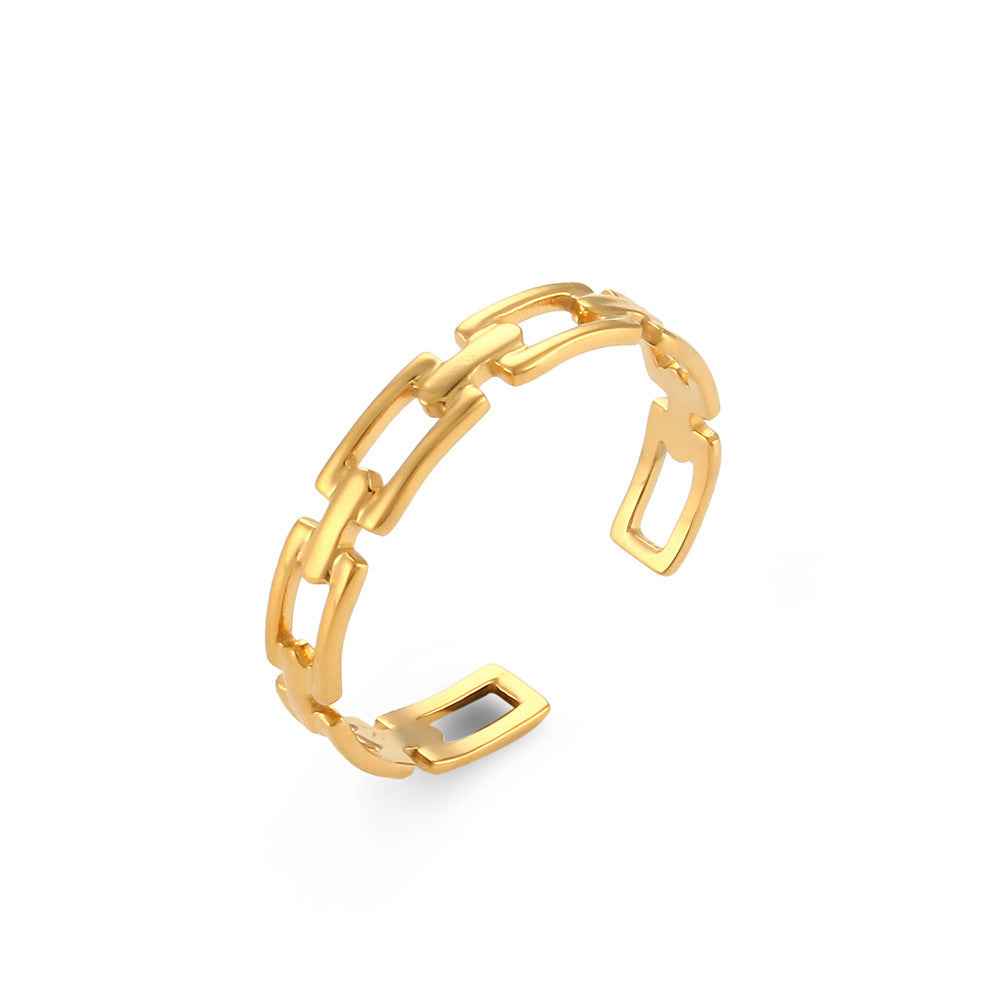 18K Gold Plated Adjustable Rings for Women - Trendy Stainless Steel Designs