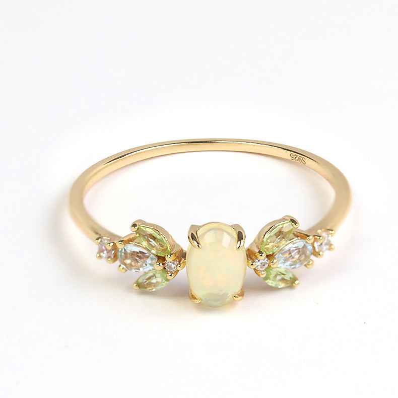 Marquise Opal Peridot Ring - Exquisite Gemstone Jewelry