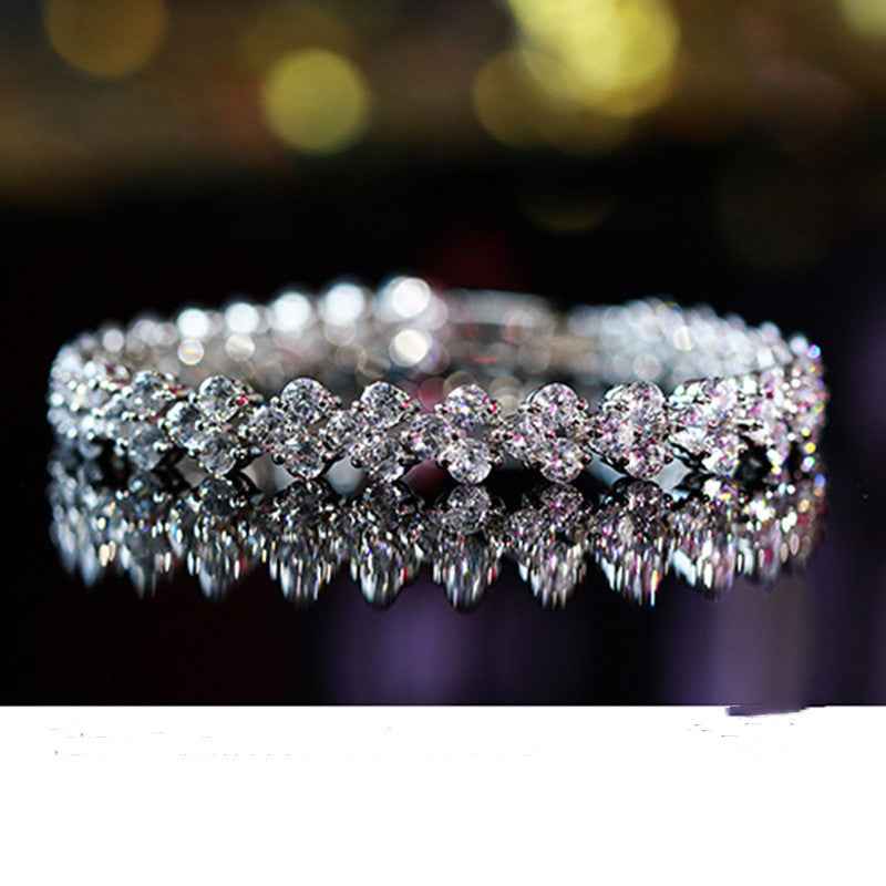 Roman-Inspired Silver Bracelet - Zircon & Silver Geometric Fashion in European/American Style