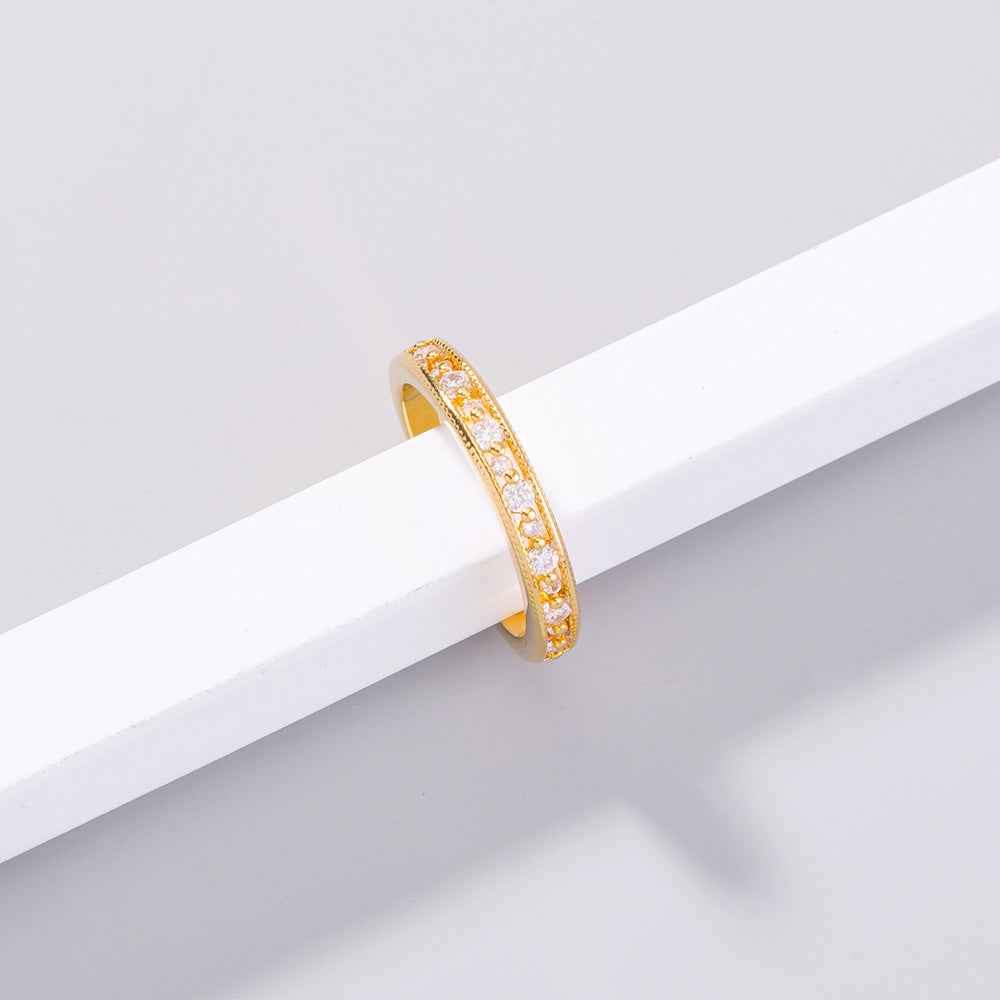 Minimalist Zircon Gold Ring – Adjustable Design, Cold Wind Bestseller, European & American Instagram Trend Jewelry