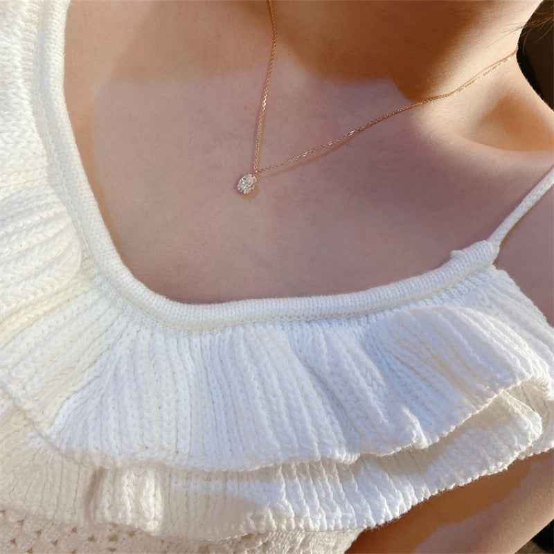 1.25 Carat Moissanite Pendant Necklace - Rose Gold Plated 925 Sterling Silver, Adjustable Solitaire Design