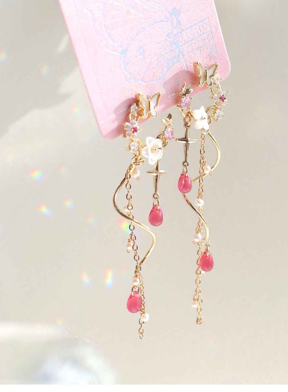 Dancing in the Garden Earrings - 18K Gold-Plated Copper, Sterling Silver Posts, Freshwater Pearls & Zircon