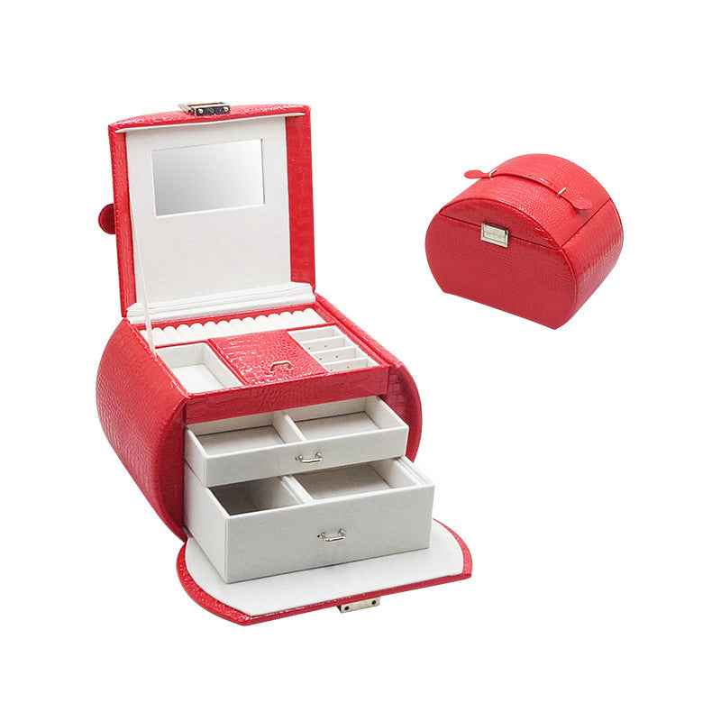 Luxury Leather Jewelry Organizer with Stylish Storage Drawer for Rose Gold Crown Ring in Multiple Colors