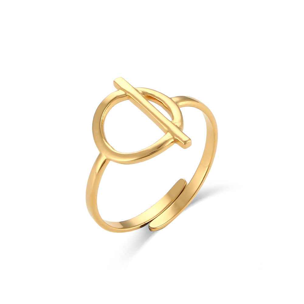 18K Gold Plated Adjustable Rings for Women - Trendy Stainless Steel Designs
