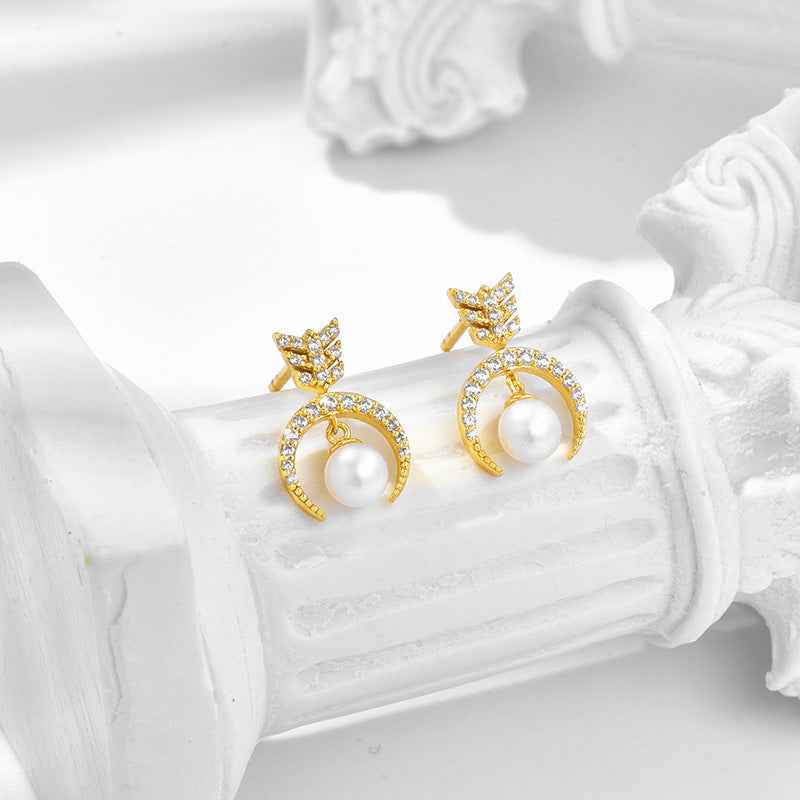 Geometric Pearl Stud Earrings in 925 Sterling Silver – Luxury Modern Design