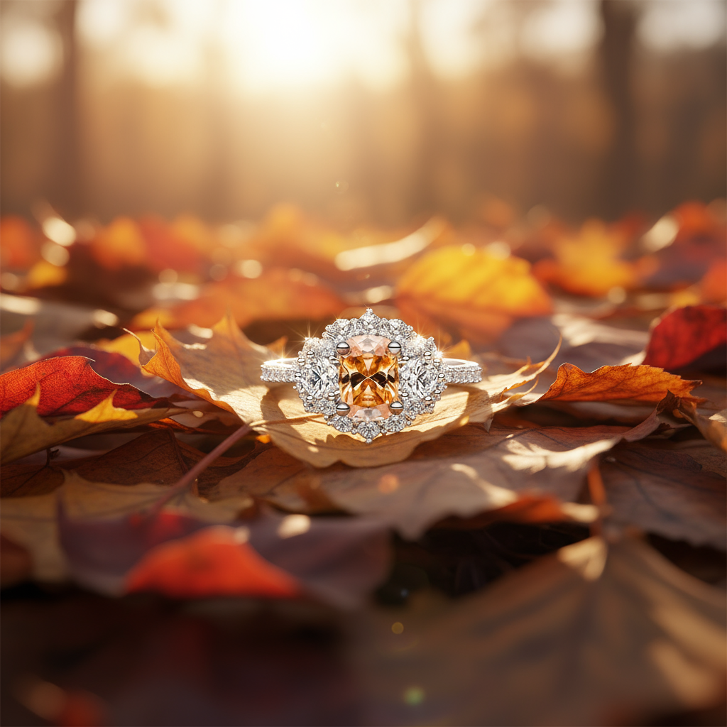 Moissanite Champagne S925 Silver 18K Gold Plating Women's Ring - Eterna