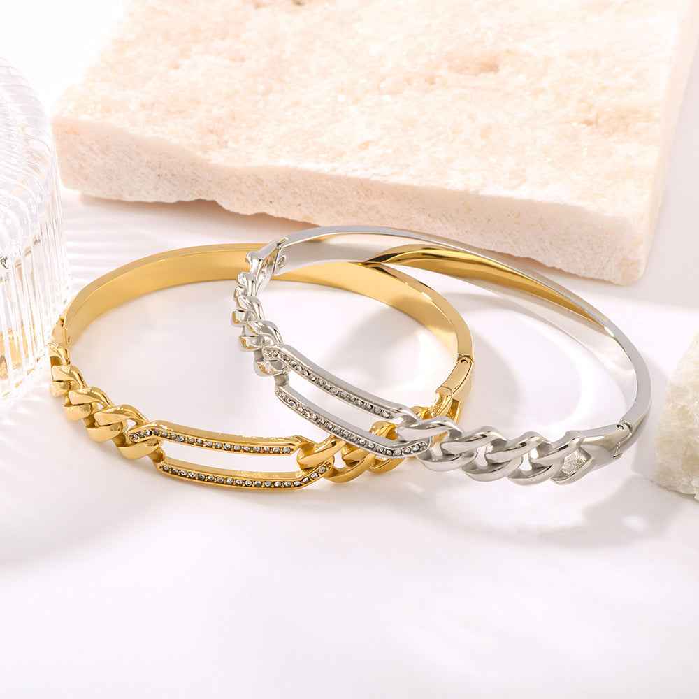 Twist Texture Crystal Bracelet - Elegant Bar Design for All Occasions